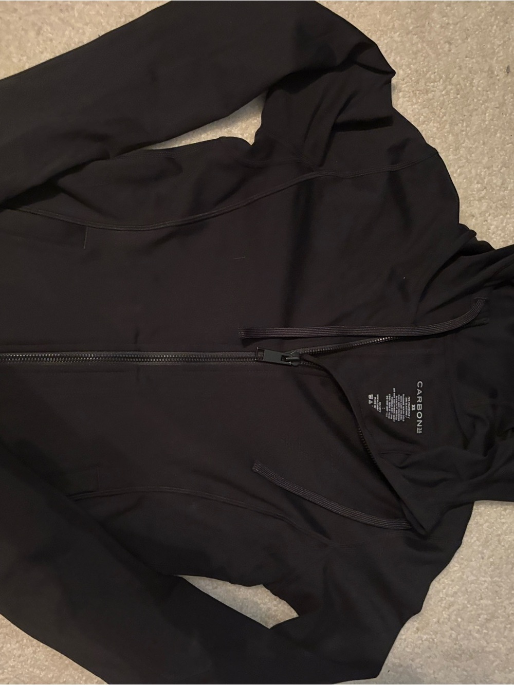Carbon Black Full-Zip Performance Hoodie Jacket with Hood